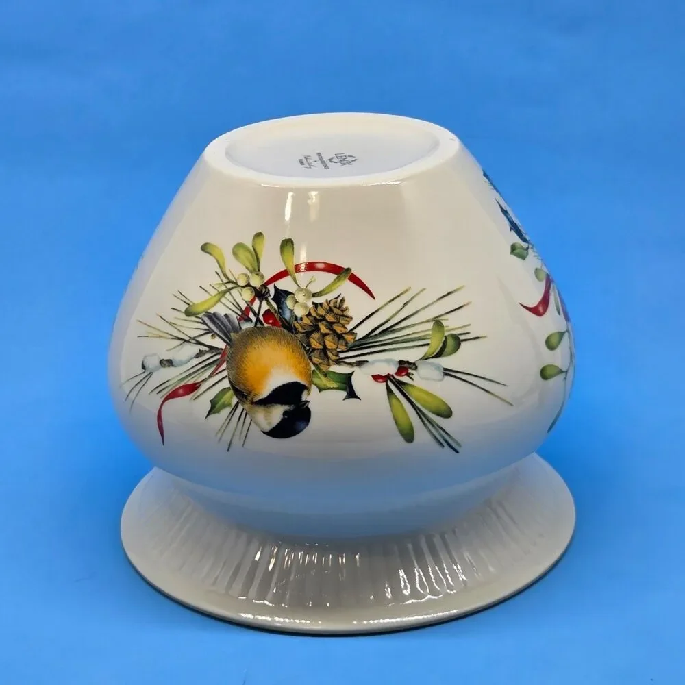 Lenox Winter Greetings Cachepot Planter Cardinal Chickadee Nuthatch Birds